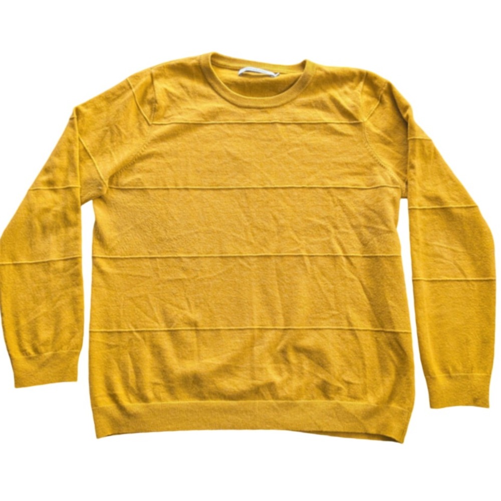 $128 REVOLVE Stitches & Stripes Mustard Yellow Stripe‎ Sweater Soft Luxury LARGE